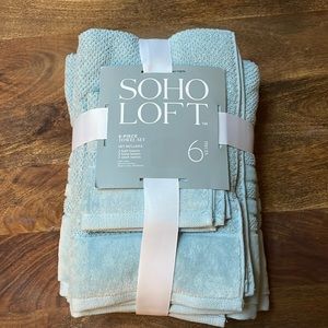 BNWT - Soho Loft 6-Piece Towel Set - 100% Cotton, Soft Blue